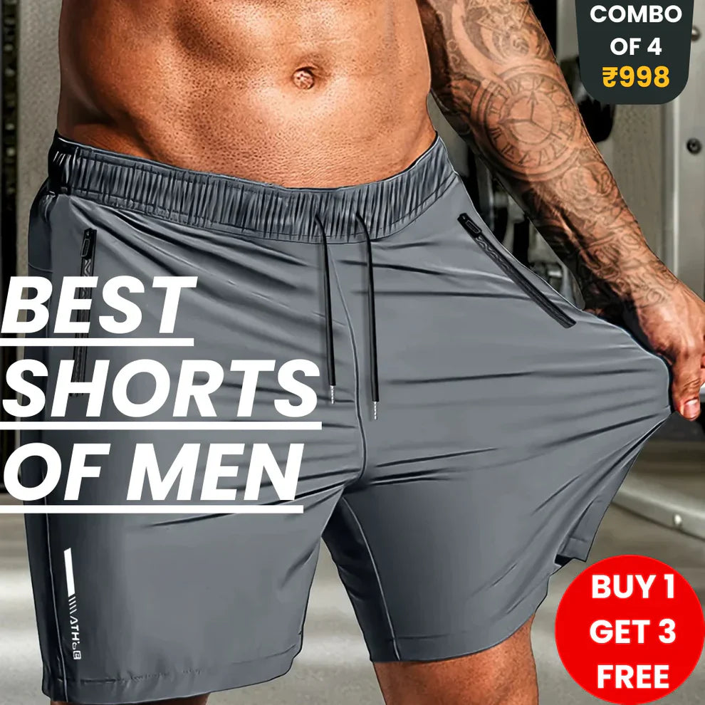 Combo of 4 Men's Stretchable Cotton Shorts for Summers